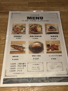 ランチメニュー表